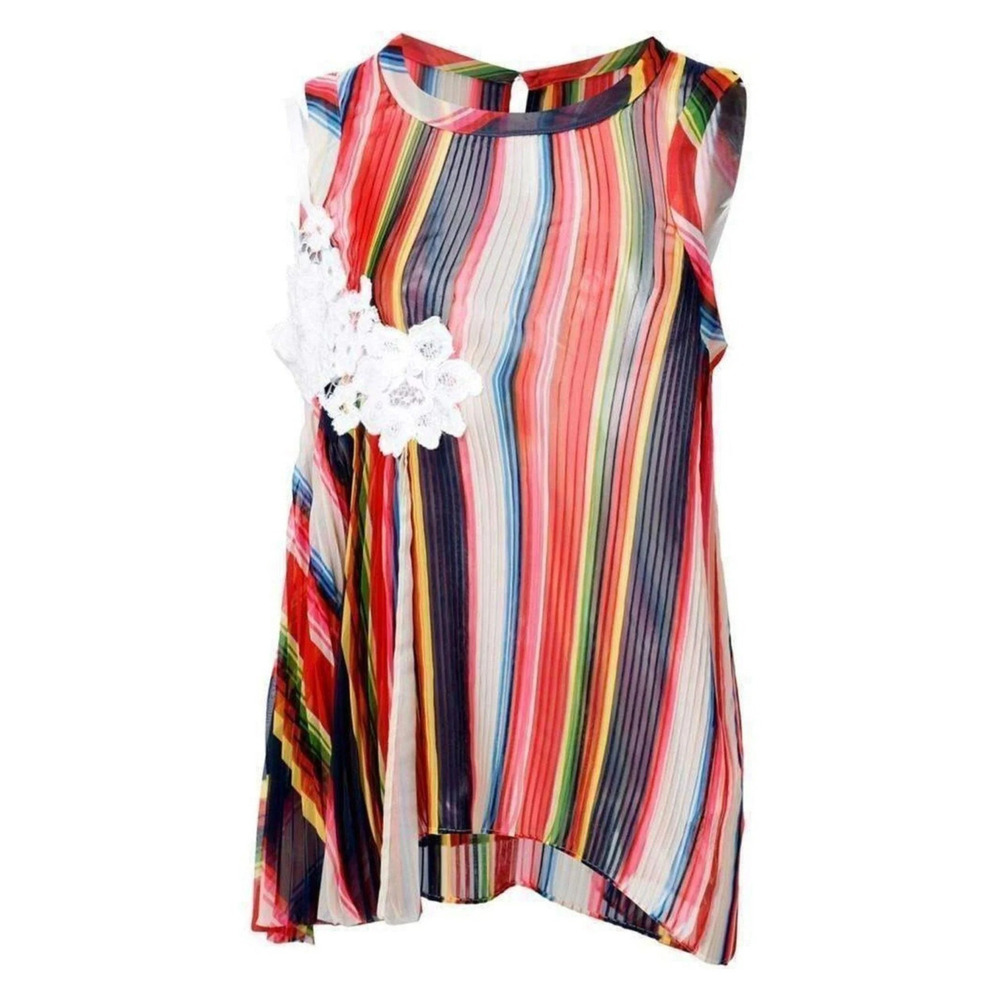 Sacai - Striped Pleated Camisole Tank Top - M